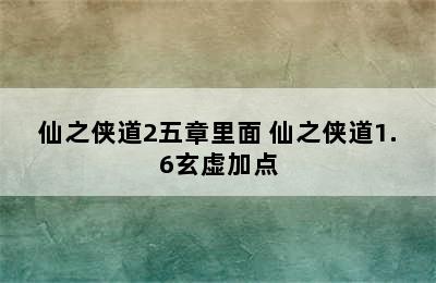 仙之侠道2五章里面 仙之侠道1.6玄虚加点